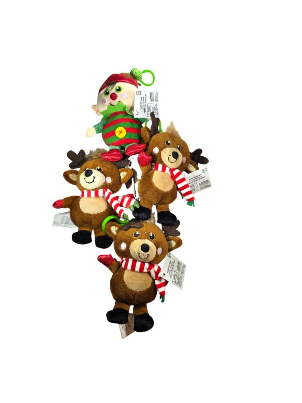 Reindeer & Elf Plush Keychain Bundle Festive Christmas Gifts